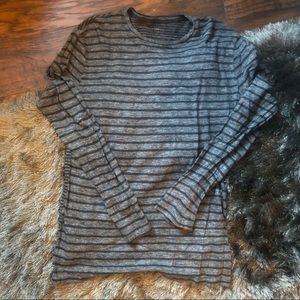 All Saints Linen Contrast Stripe Long Sleeve